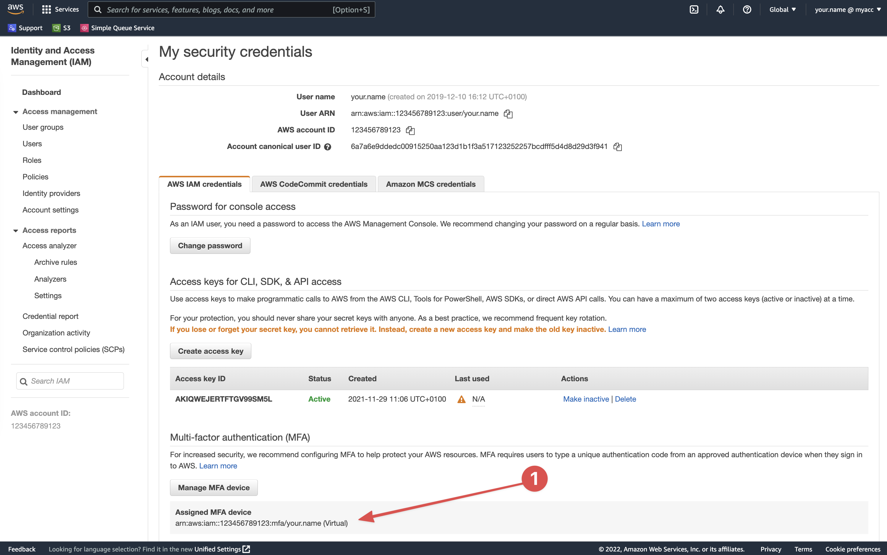 MFA Device Details